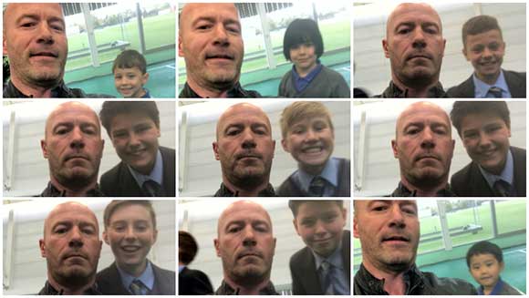 Football legend Alan Shearer teams up with Newcastle school kids to attempt selfie world record