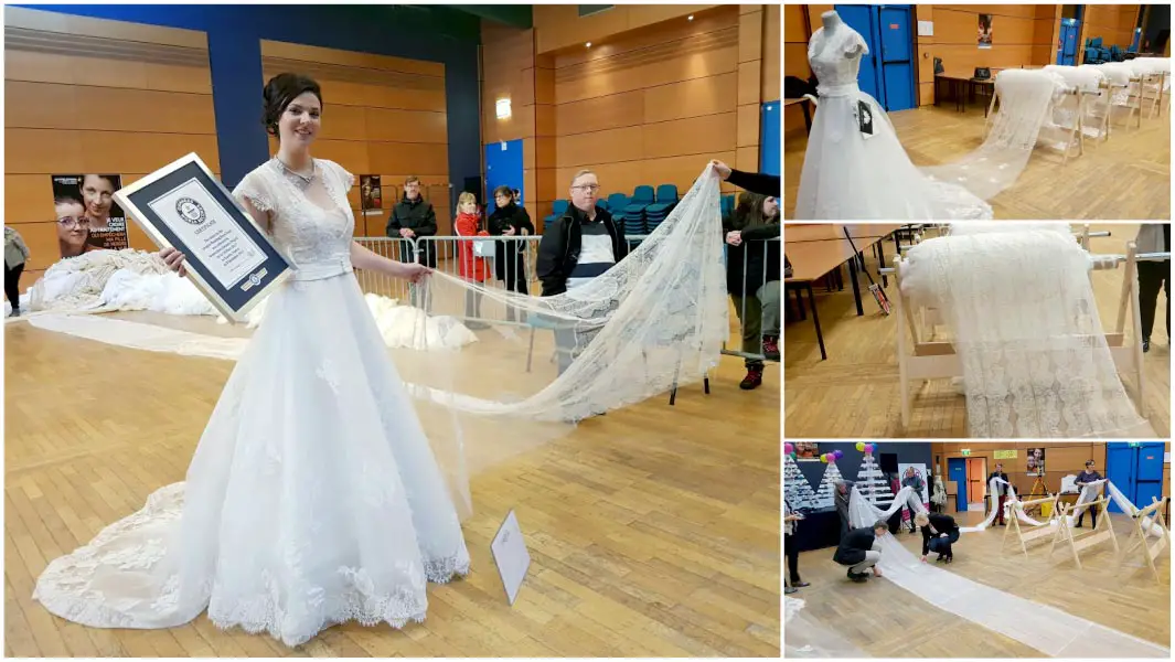 World’s Longest Wedding Dress Train Could Almost Cover Mount Everest Guinness World Records