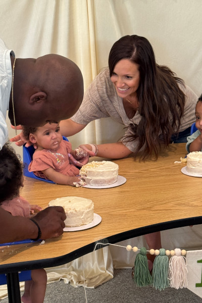 Candid of Becca smiling at the bday party