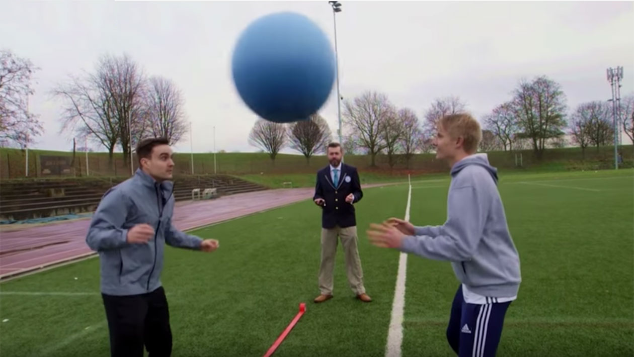 Video: YouTube stars AJ3 and Charlie Morley take on super-sized football record challenges