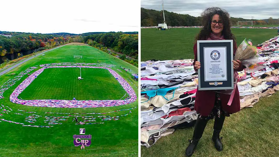 World's longest bra chain record set to support the fight against breast  cancer