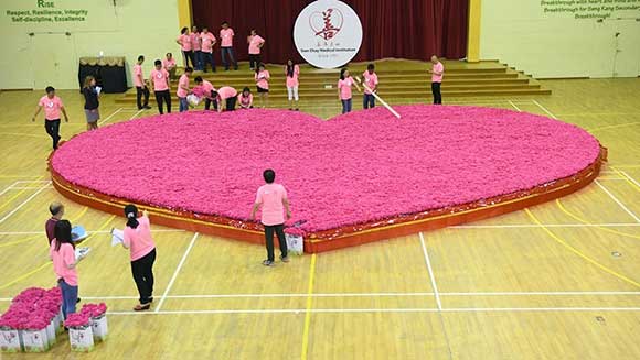 Singapore charity creates world’s largest artificial flower bouquet