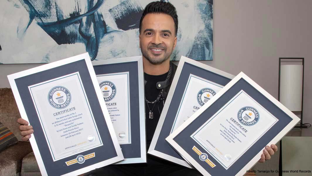 Luis Fonsi receives seven Guinness World Records titles for global chart-topper Despacito