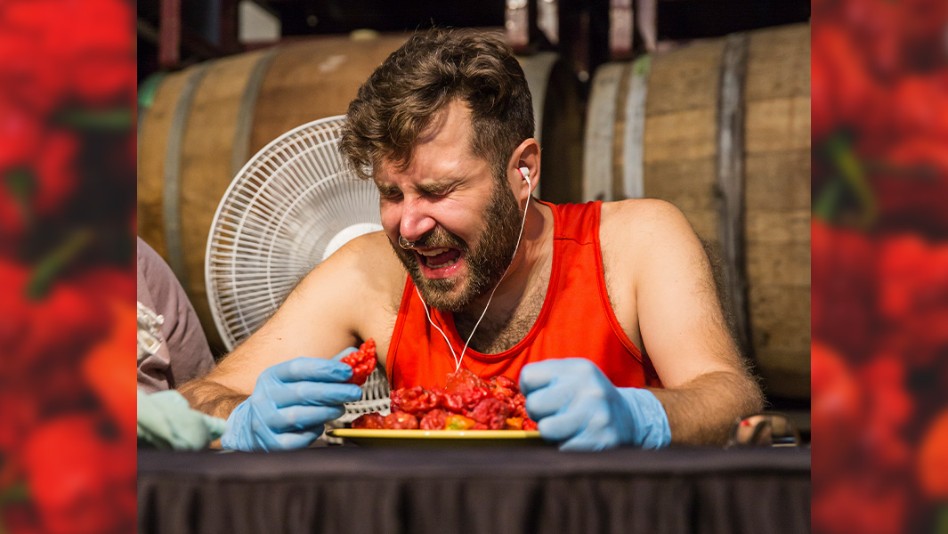Speed eater scoffs 50 Carolina Reaper chillies in record time