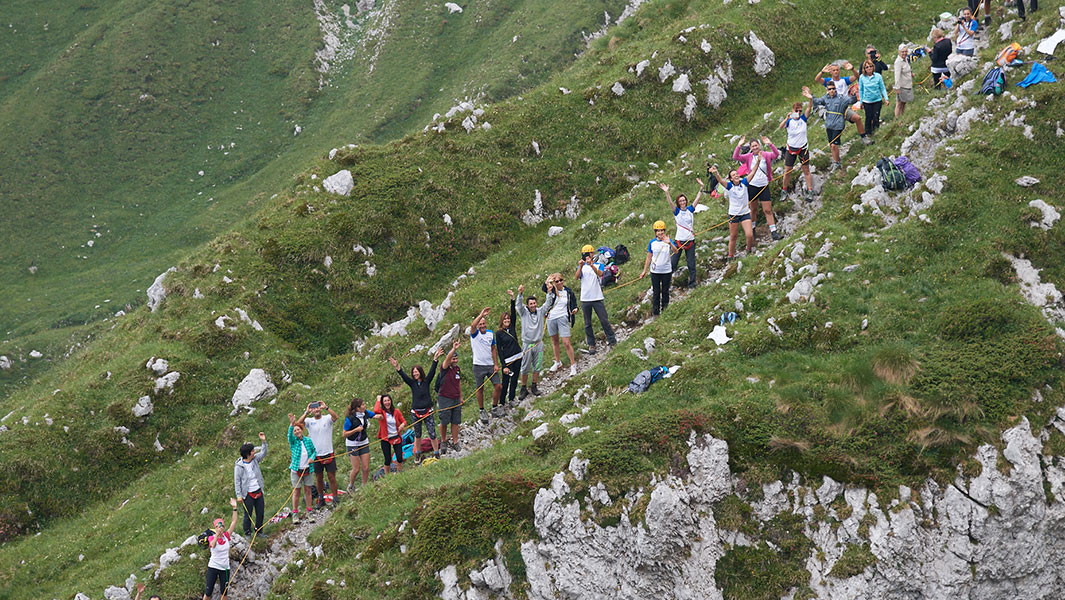Thousands set record hiking up Presolana mountain in Italy to raise money for disabled access path