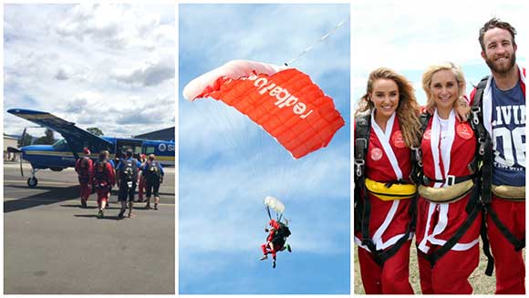 Aussies dress up as Santa Claus and take on parachute jump challenge for Christmas