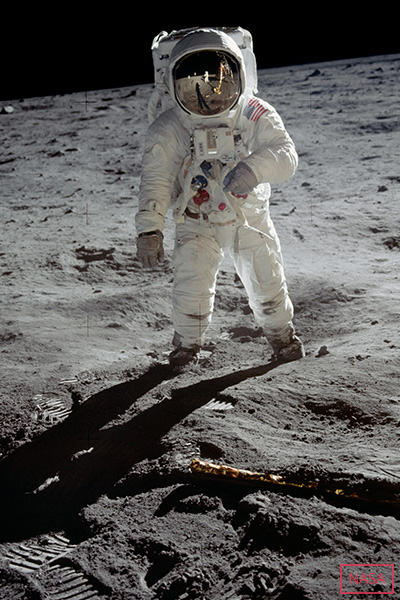 Buzz Aldrin (pictured) and Neil Armstrong became the first to step on the Moon in 1969