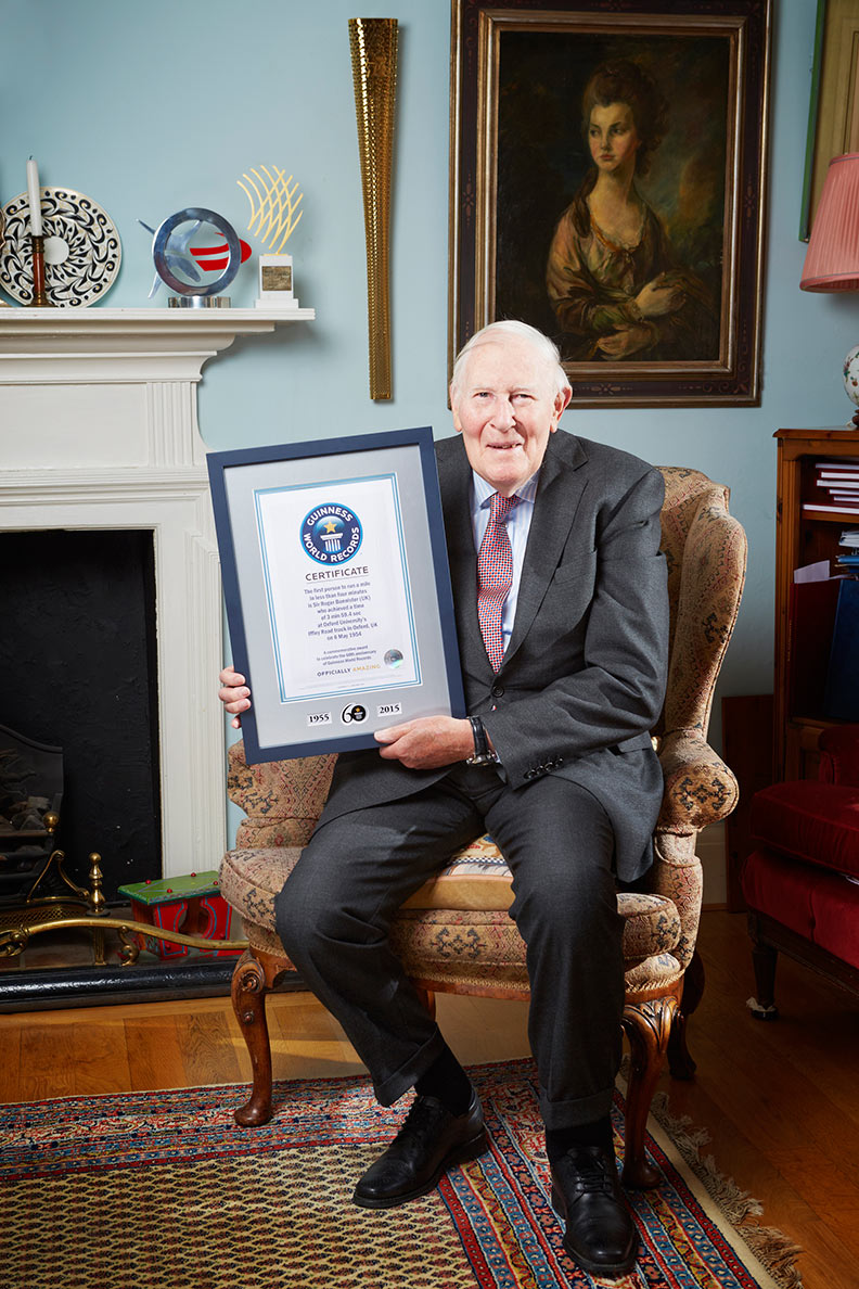 Roger Bannister poses with his GWR certificate in 2016