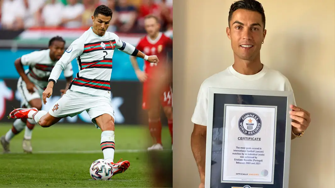 Cristiano Ronaldo breaks iconic record for most goals scored in international  matches | Guinness World Records