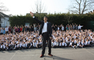Prizes don’t come any bigger: World's tallest man Sultan Kosen visits British school after competition win