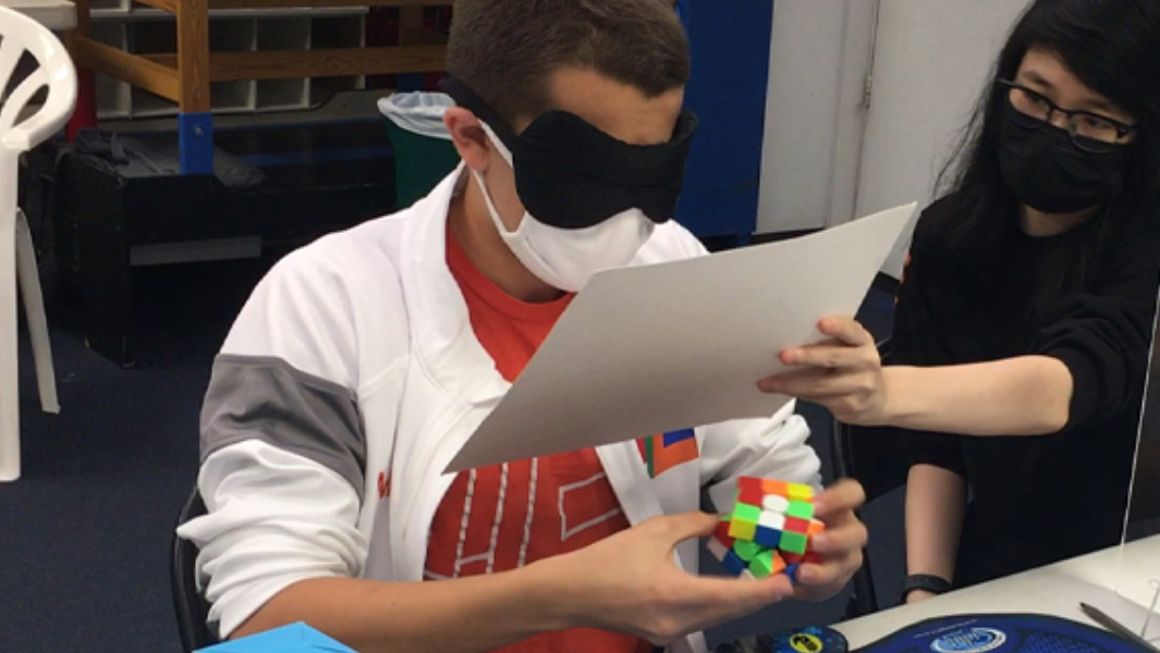 Teen solves Rubik’s Cube in world record time while blindfolded