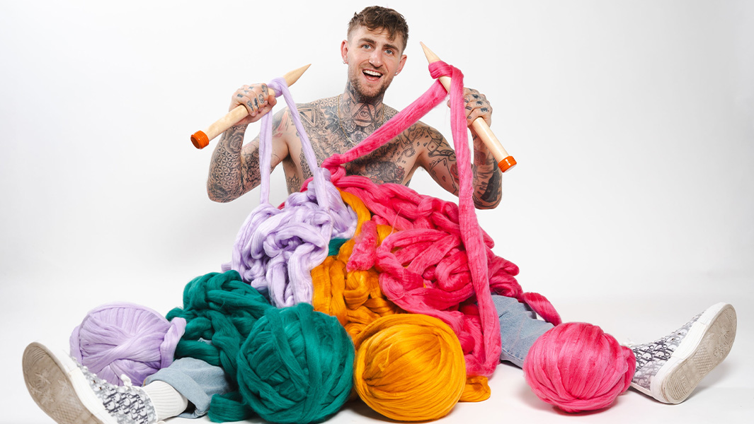 Tattooed TikTok star arm knits blankets for 24 hours straight to raise charity funds