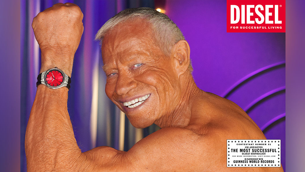 Oldest bodybuilder among GWR stars flexing their fashion muscles in latest Diesel snaps