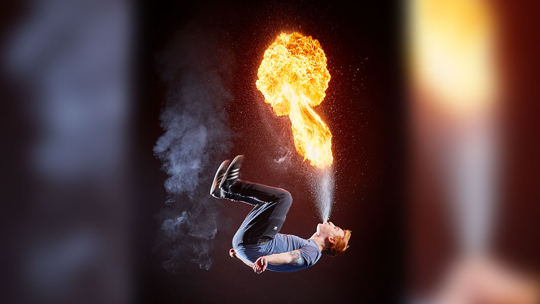 Free-runner and fire eater explains how he combined both challenges to become a record-breaker