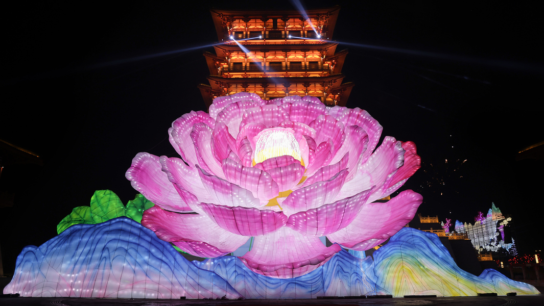Stunning peony lantern as tall as an 8-storey building breaks record in China