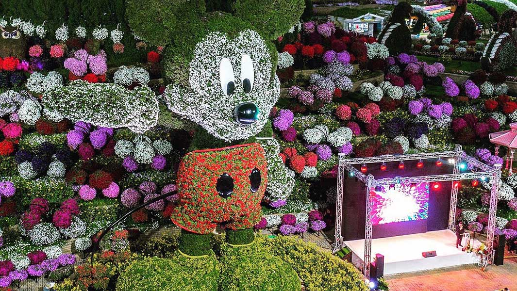 Huge Mickey Mouse floral display becomes world’s tallest topiary sculpture