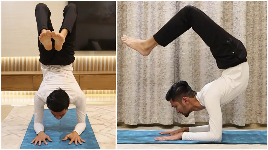 Man Yoga Scorpion Vrschikasana Pose Stock Photo - Download Image Now -  Acroyoga, Adult, Adults Only - iStock