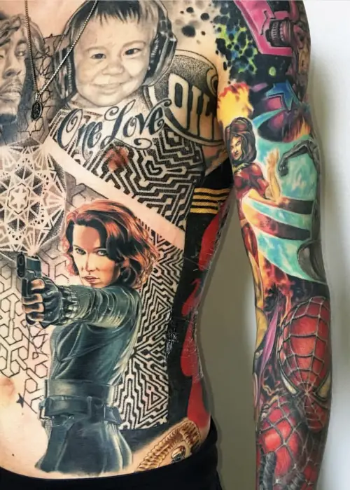 Beginnings of my Marvel Comics sleeve by Sean Ambrose Arrows and Embers  Tattoo in Concord NH  rtattoos