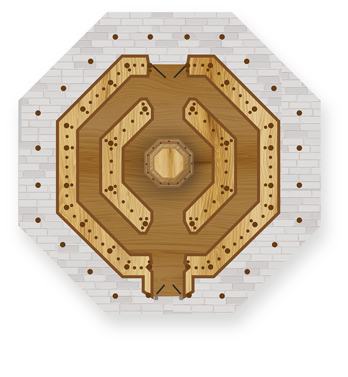 A map of the octagon that shapes the pagoda's floor.