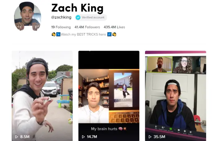 Tiktok followers and videos views live count@Awanzadi @Zach King Offic
