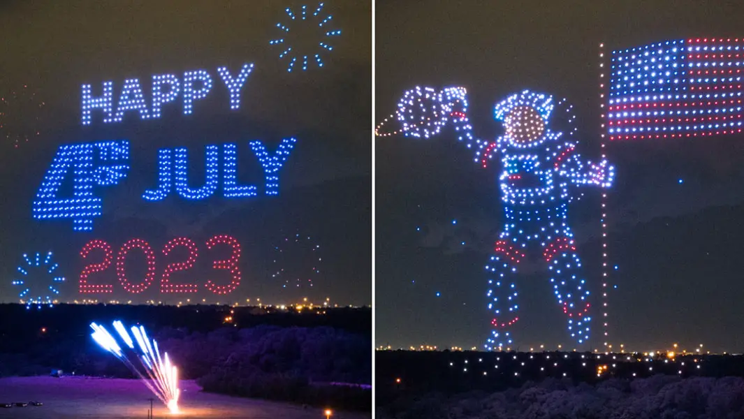 Patriotic drone show lights up the sky with recordbreaking aerial