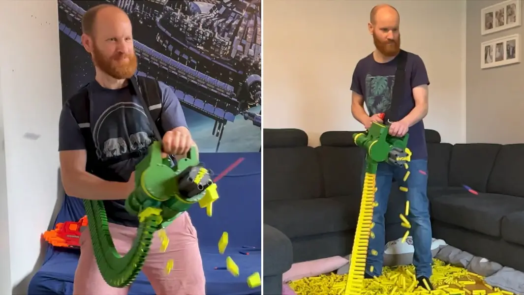 Man breaks Guinness World Record by building world's biggest nerf