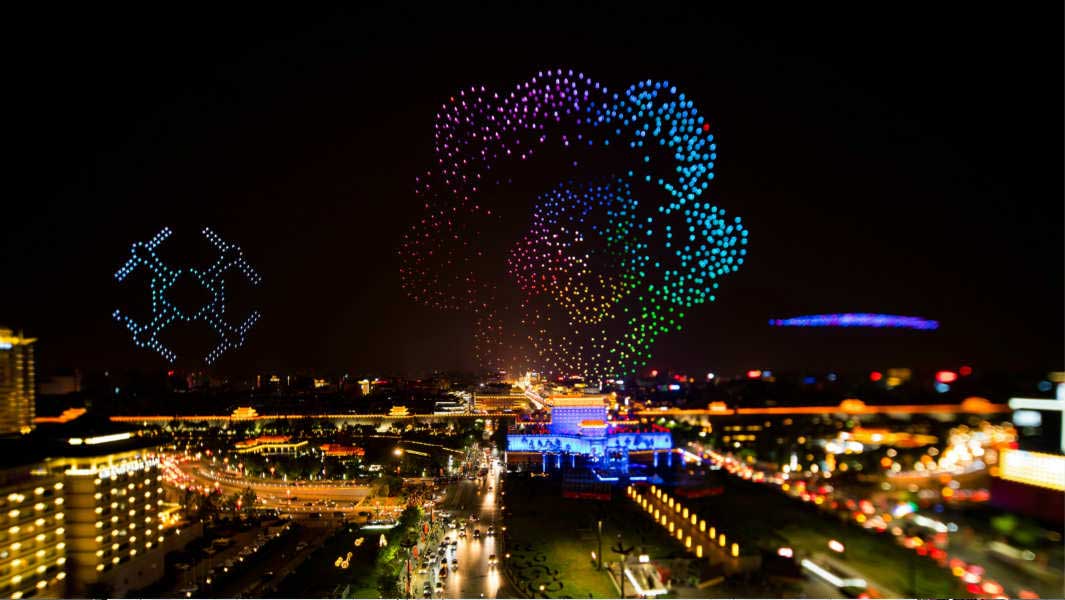 Video: Dazzling display over Chinese city as more than 1,300 drones take to the sky