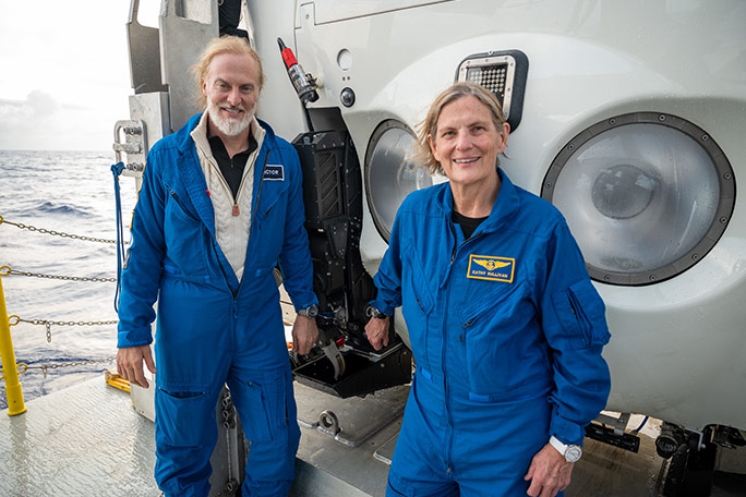 Victor with oceanographer and astronaut Dr Kathy Sullivan, the first woman to visit the Challenger Deep