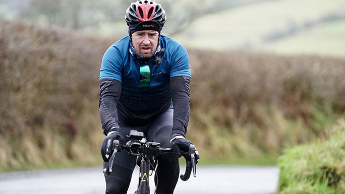 Shane Williams riding a bicycle