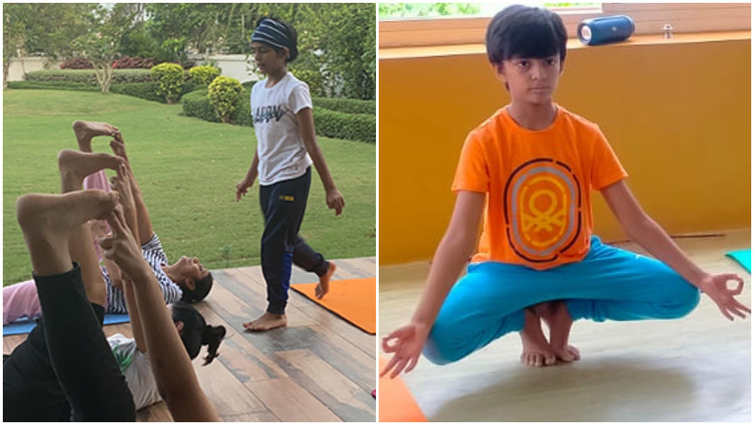 split image Reyansh surani youngest certified yoga instructor