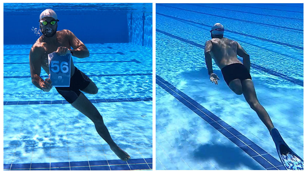 Collage images of Omar Hegazy while attempting to break a world record 2