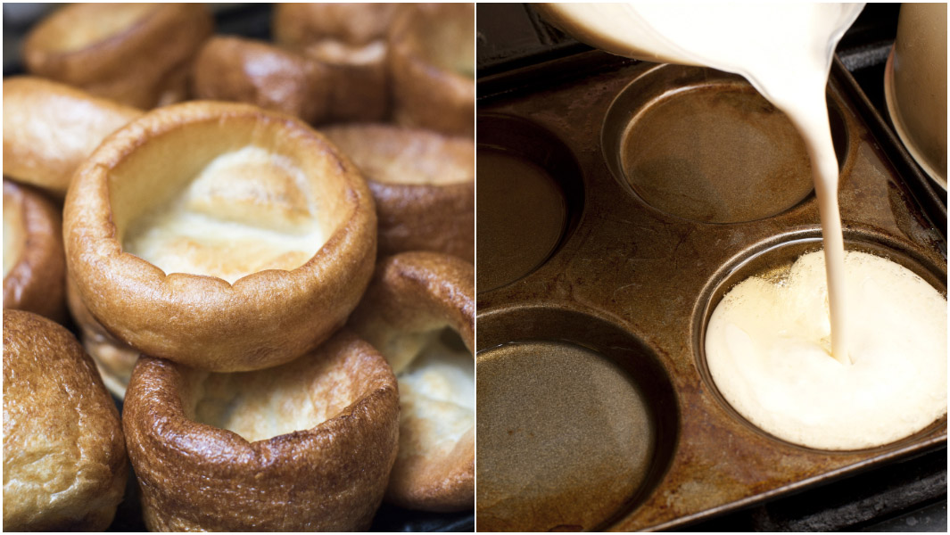 Split image Yorkshire pudding and batter