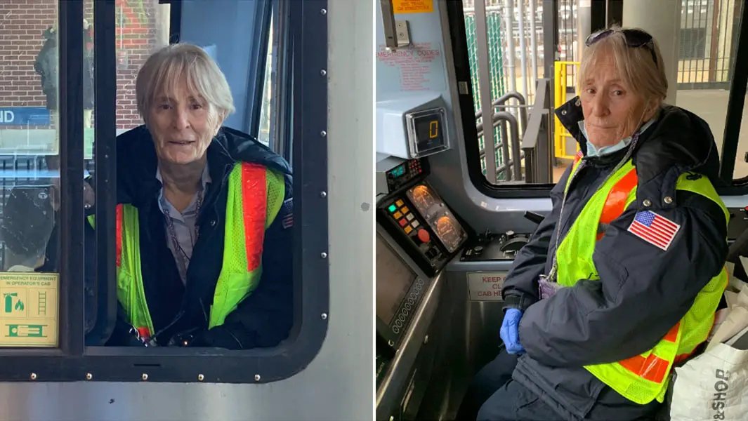 split image of oldest train driver