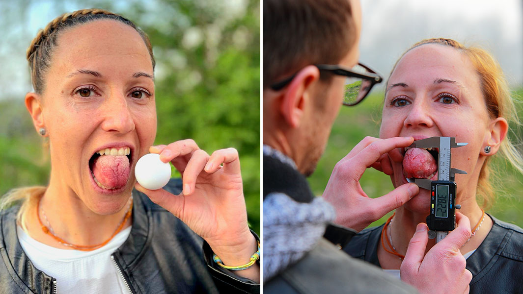 Italian woman's unique tongue has bigger circumference than a ping pong  ball | Guinness World Records