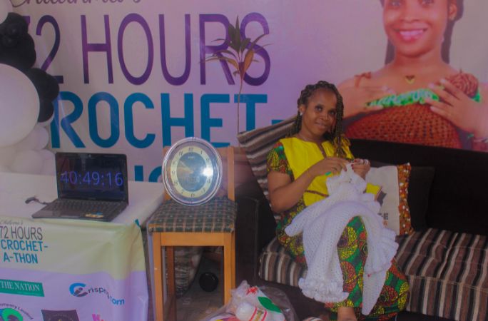 Crocheting marathon record attempt