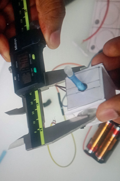 Smallest washing machine being measured