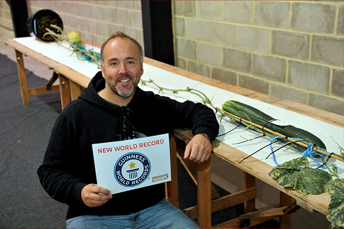 tallest cucumber plant, grown by Kevin Fortey