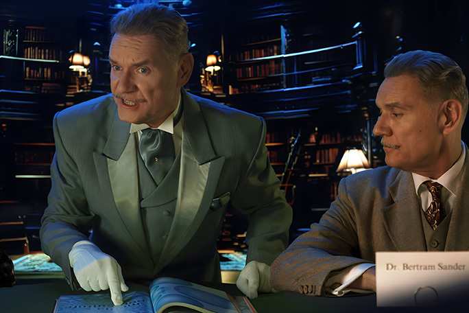 Two of the 48 characters played by Mart Sander in his record-setting horror flick, Dr Sander's Sleep Cure