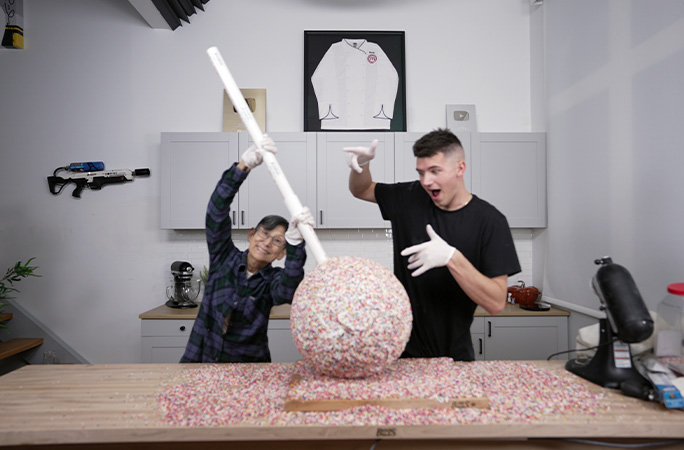 Nick and Lynja with the largest cake pop