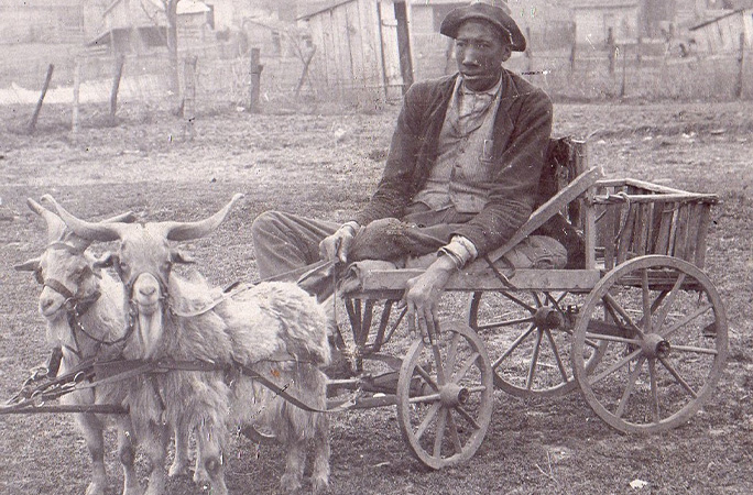 John Rogan on his goat cart