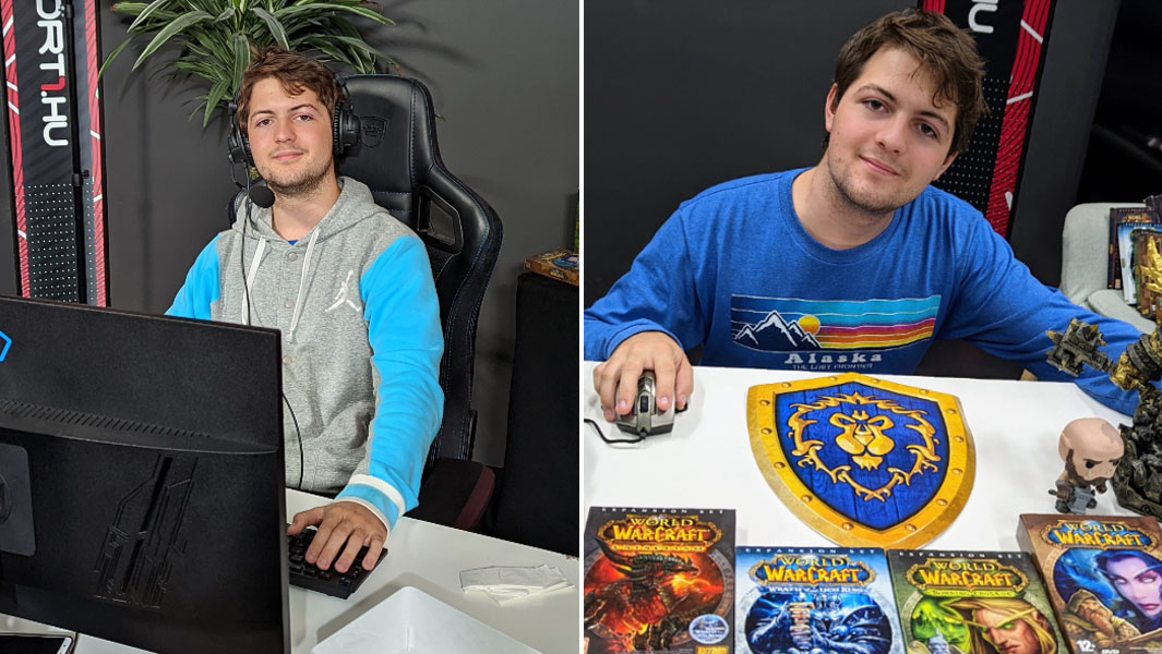 split image of Barnabas playing World of Warcraft