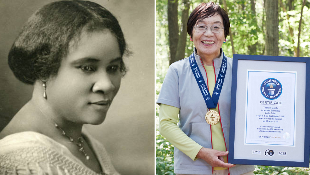 madam cj walker and junko tabei split image