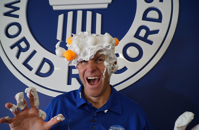 David with shaving foam on his head