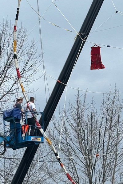 The dreamcatcher hanging up