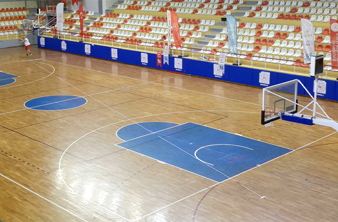 Osman shooting from the other end of the court