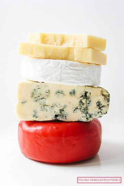 Assorted blocks of cheese