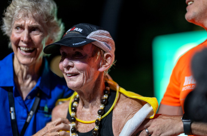 Natalie smiling at the finish line