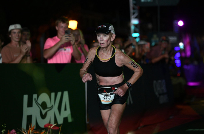 Natalie running at night