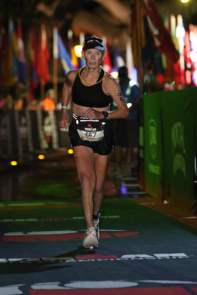 Natalie running up to the finish line