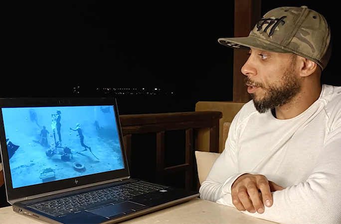 Ramy watching his attempt back